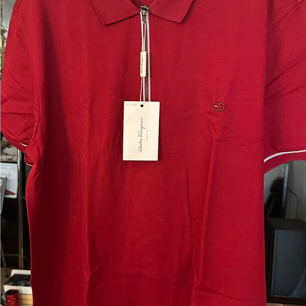 Salvatore Ferragamo Red Polo Shirt Classic Design